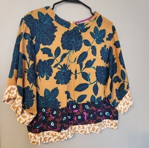 Boden Floral Colorblock Blouse Size 6